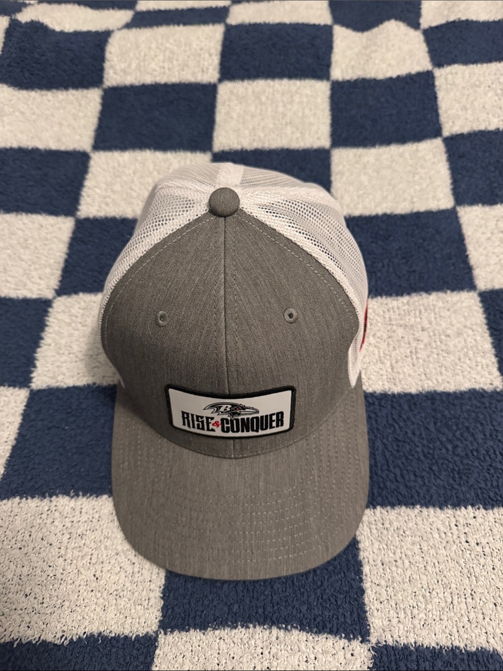 Baltimore Ravens Rise & Conquer Gray and White Trucker Hat